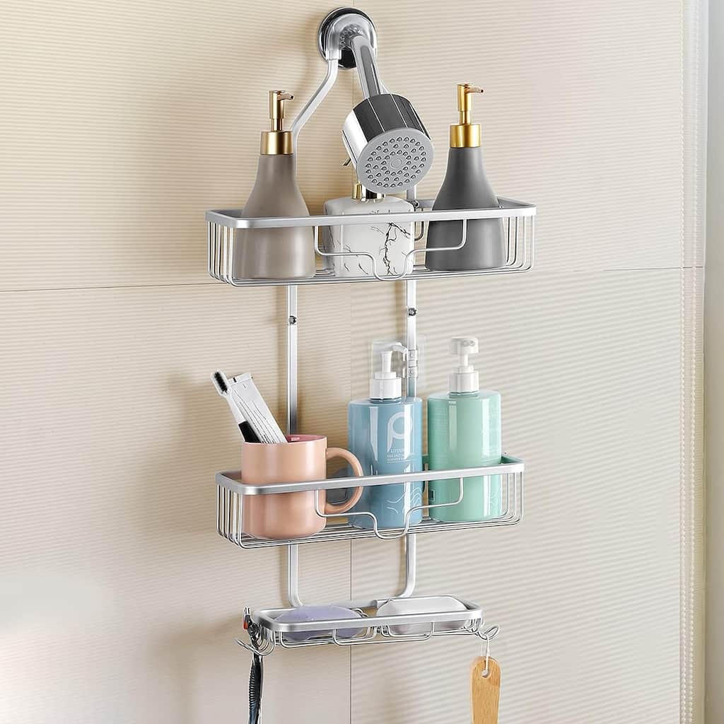 3 Tier Shower Racks with Hooks and Shampoo Soap Razor Holder