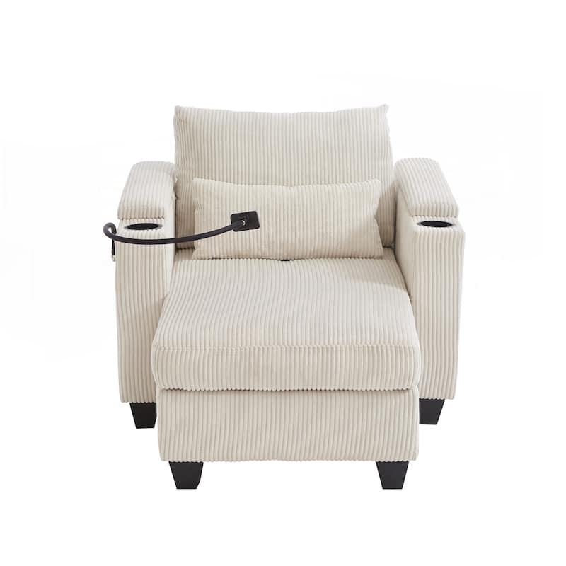 Sofa Chair Sofa Bed Corduroy Sleeper Sofa with USB Ports
