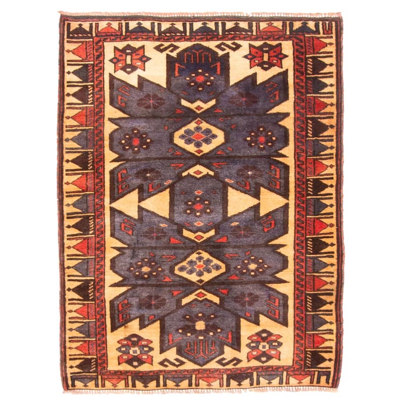 ECARPETGALLERY Hand-knotted Teimani Dark Navy Wool Rug - 2'10 x 3'9