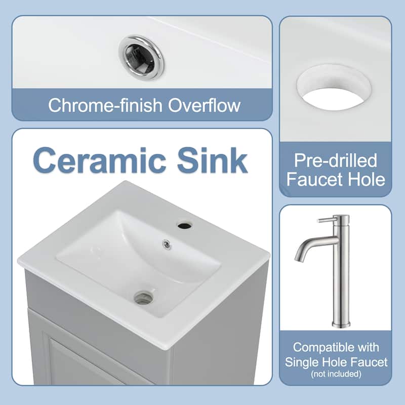 Roomfitters Bathroom Vanity with Sink, Compact Cabinet with Door Shelf and Adjustable Shelf