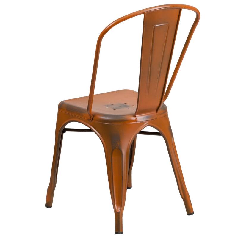 Distressed Metal Indoor/ Outdoor Stackable Chair