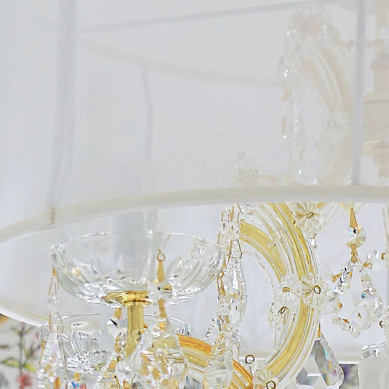Brentwood 6 Light Crystal Gold Drum Shade Chandelier - 20'' W x 19'' H