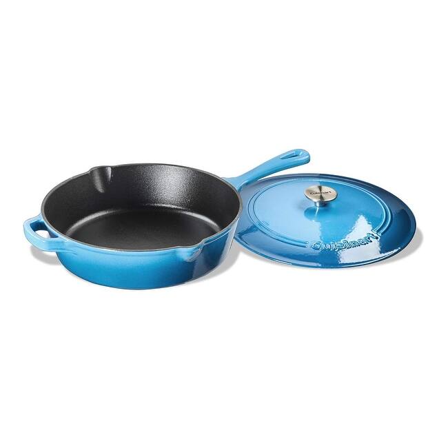 Cuisinart 12-Inch Cast Iron Chicken Fryer with Lid, 4.5 Quart Capacity, Porcelain Enameled Interior, Oven/Induction Safe - Enameled - Dishwasher Safe - Porcelain/Cast Iron - Blue Gradient - 12 Inch - 500-degrees F - 2-Piece