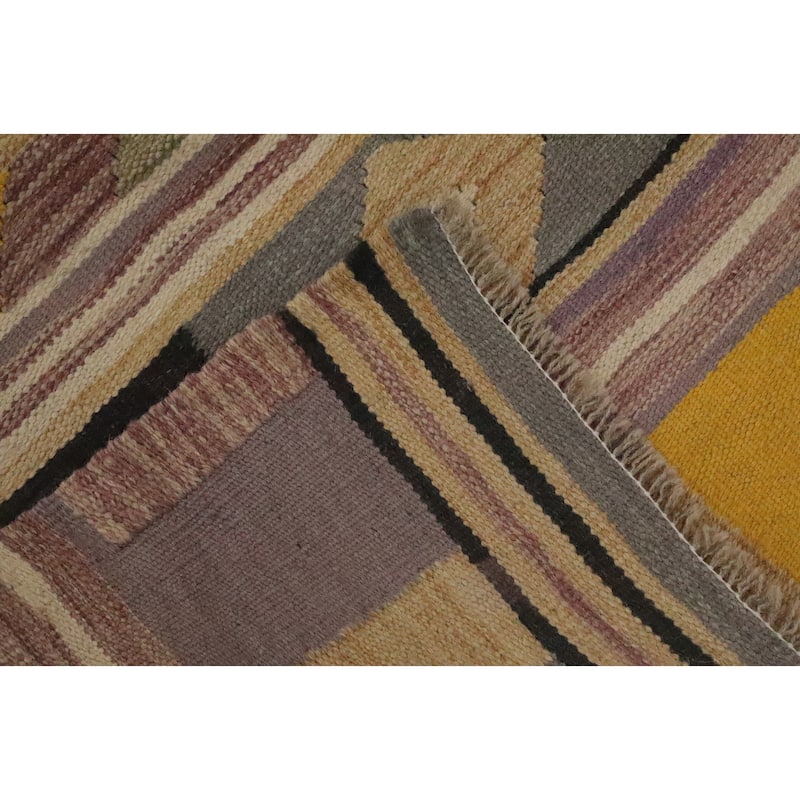 Hand Woven Oriental 100% Wool Carpet Southwestern Tribal Purples Kilim Area Rug - 7' 11'' X 4' 10''