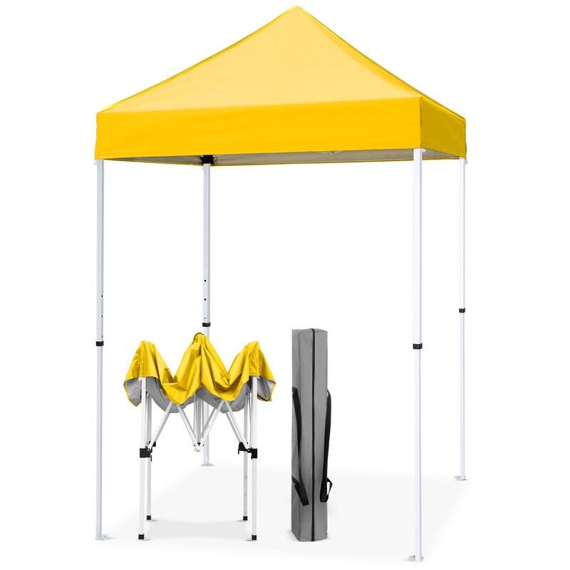 EAGLE PEAK 5x5 Pop Up Canopy Tent Instant Outdoor Canopy Easy Set-up Straight Leg Folding Shelter - Yellow