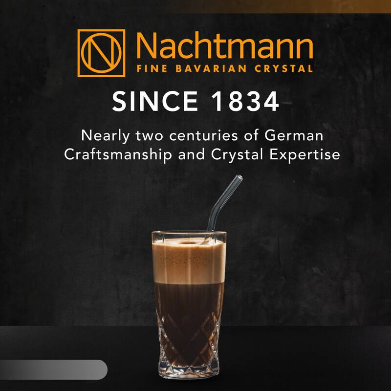 Nachtmann Set of 4 Noblesse Latte Machiatto Glasses with Straw - 11.8oz