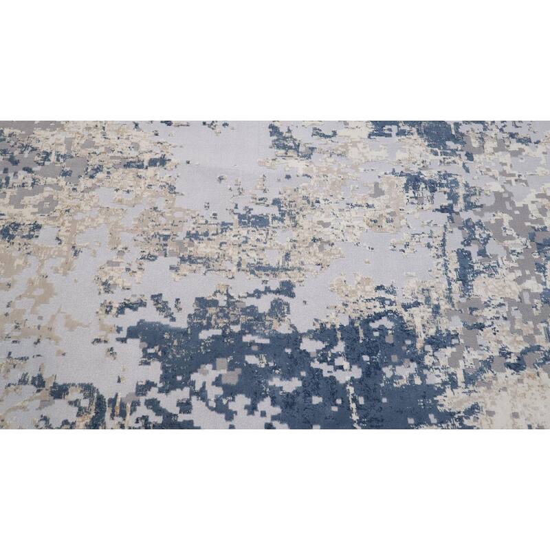 Modern Abstract Dakota Light Gray Blue Rug