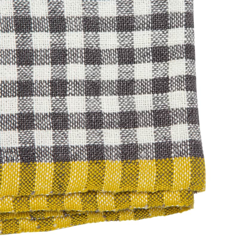 Caravan Gingham Towels - Set of 2 - Grey/Dijon