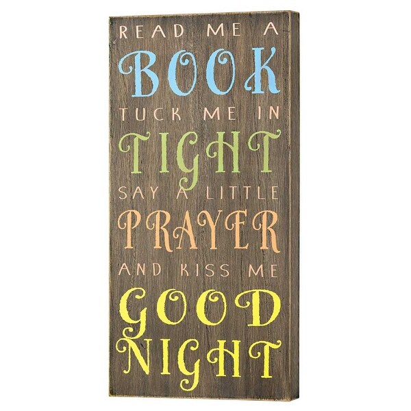 19" Brown and Yellow "READ ME A BOOK TUCK ME IN TIGHT" Rectangular Wall Plaque - N/A