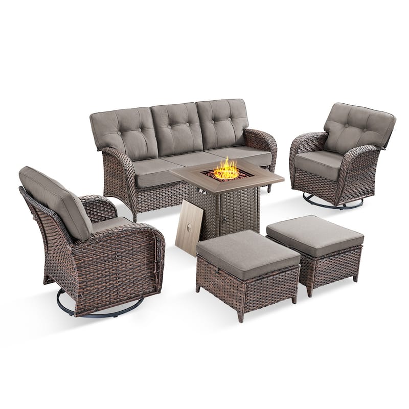 Pocassy Ooutdoor Fire Pit Table with Patio Funiture