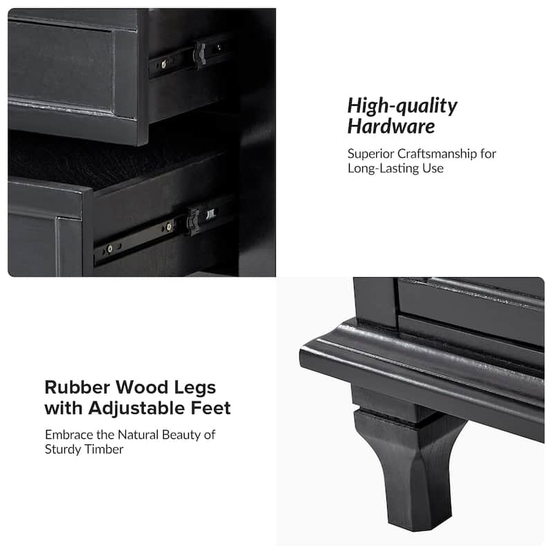 Muriel Farmhouse 3 Drawers Nightstand with Built-In Outlets Set of 2 by HULALA HOME