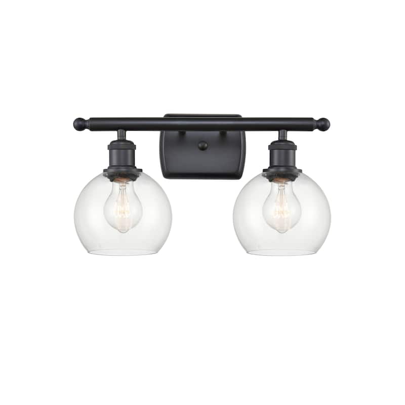 Innovations Lighting 516-2W-9-16 Athens Vanity Athens 2 Light 16" Wide - Matte Black / Clear