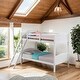 preview thumbnail 1 of 22, Twin over Twin Bunk Bed with Camelback Headboard & Guardrails, White White