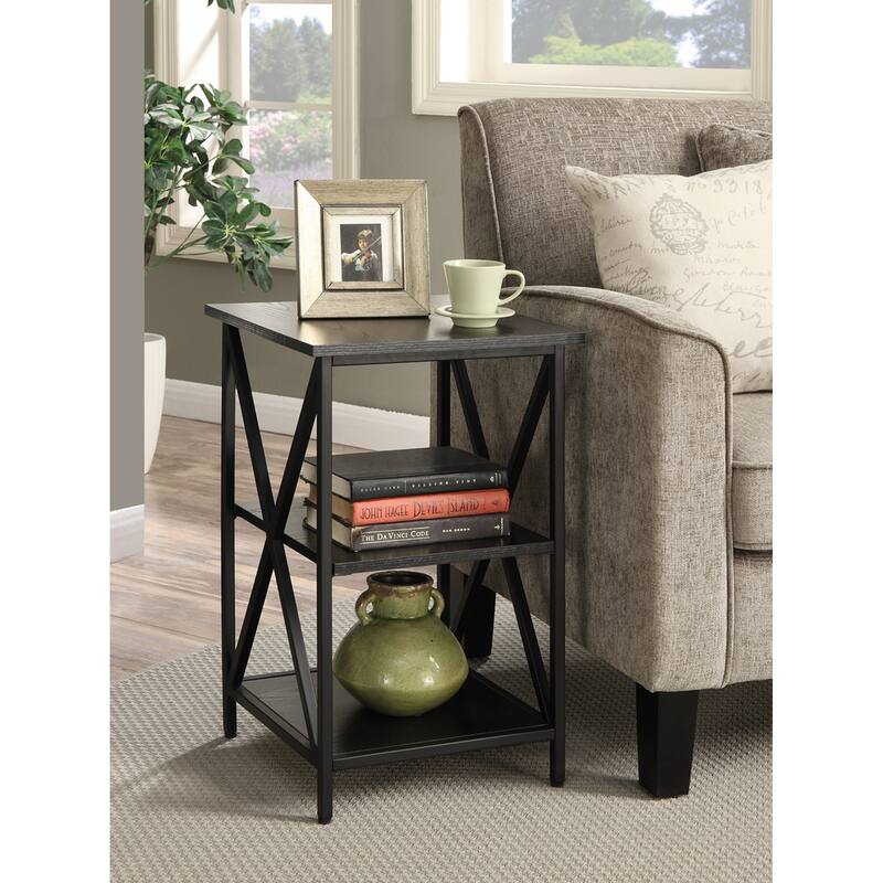 Convenience Concepts Tucson End Table with Shelves - Black/Black