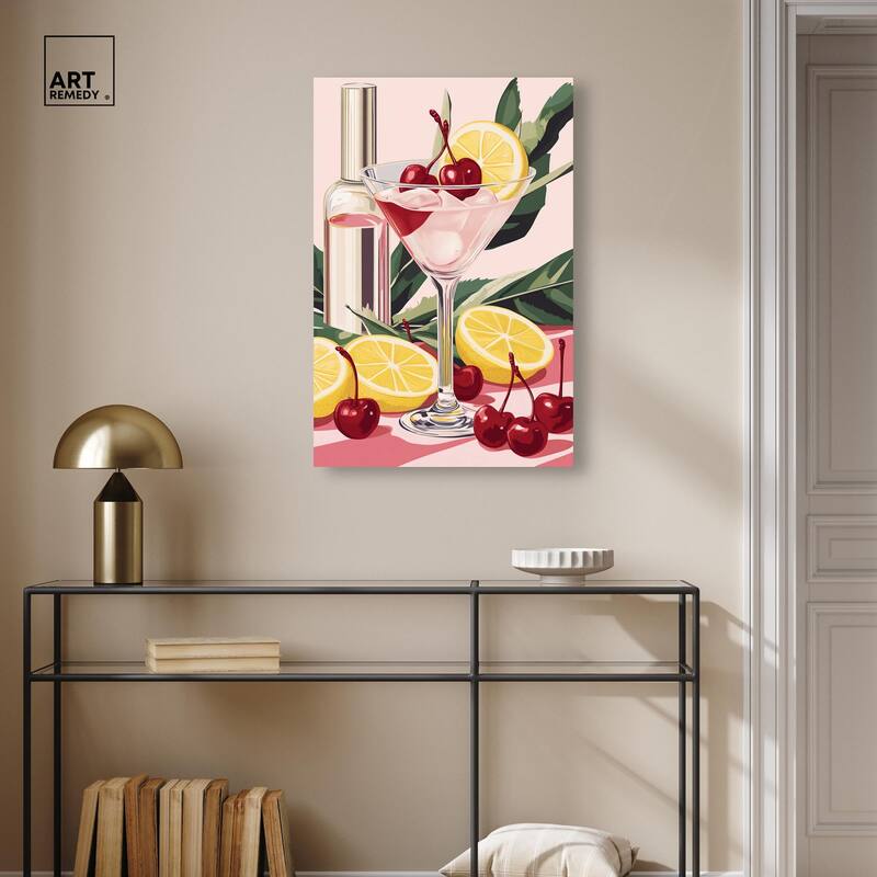 Cherry Lemon Drink Canvas by Art Remedy, Gallery Wrapped