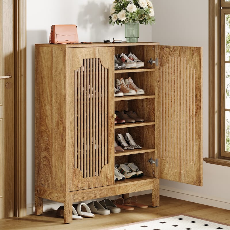 6-Tier Shoe Cabinet with Doors and Adjustable Shelves for Entryway