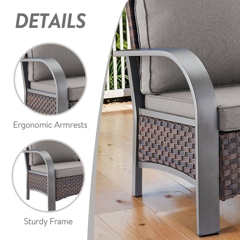 Gymojoy Industrial Style Premium Outdoor 3-Seat Rattan Sofa