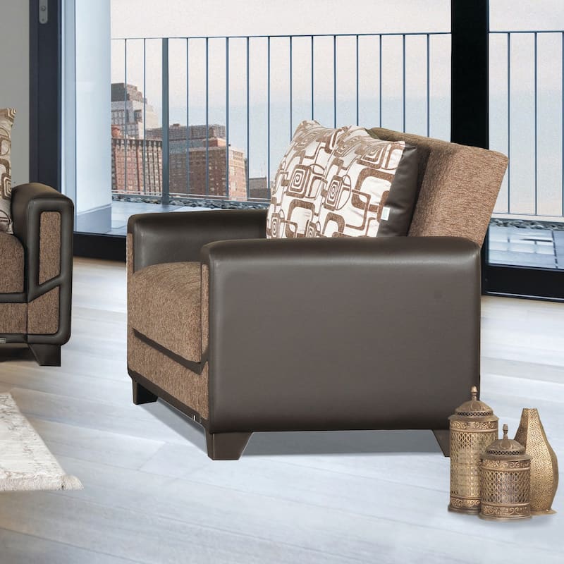 Collection Upholstered Convertible Loveseat With Storage