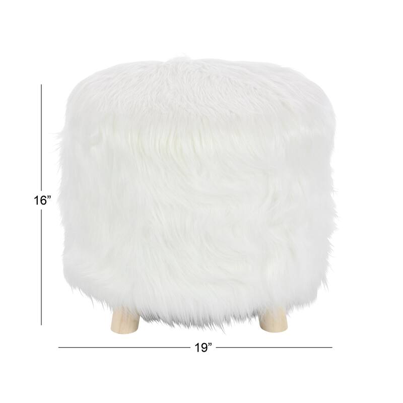 White Polyester Living Room Stool - 19 x 19 x 16Round