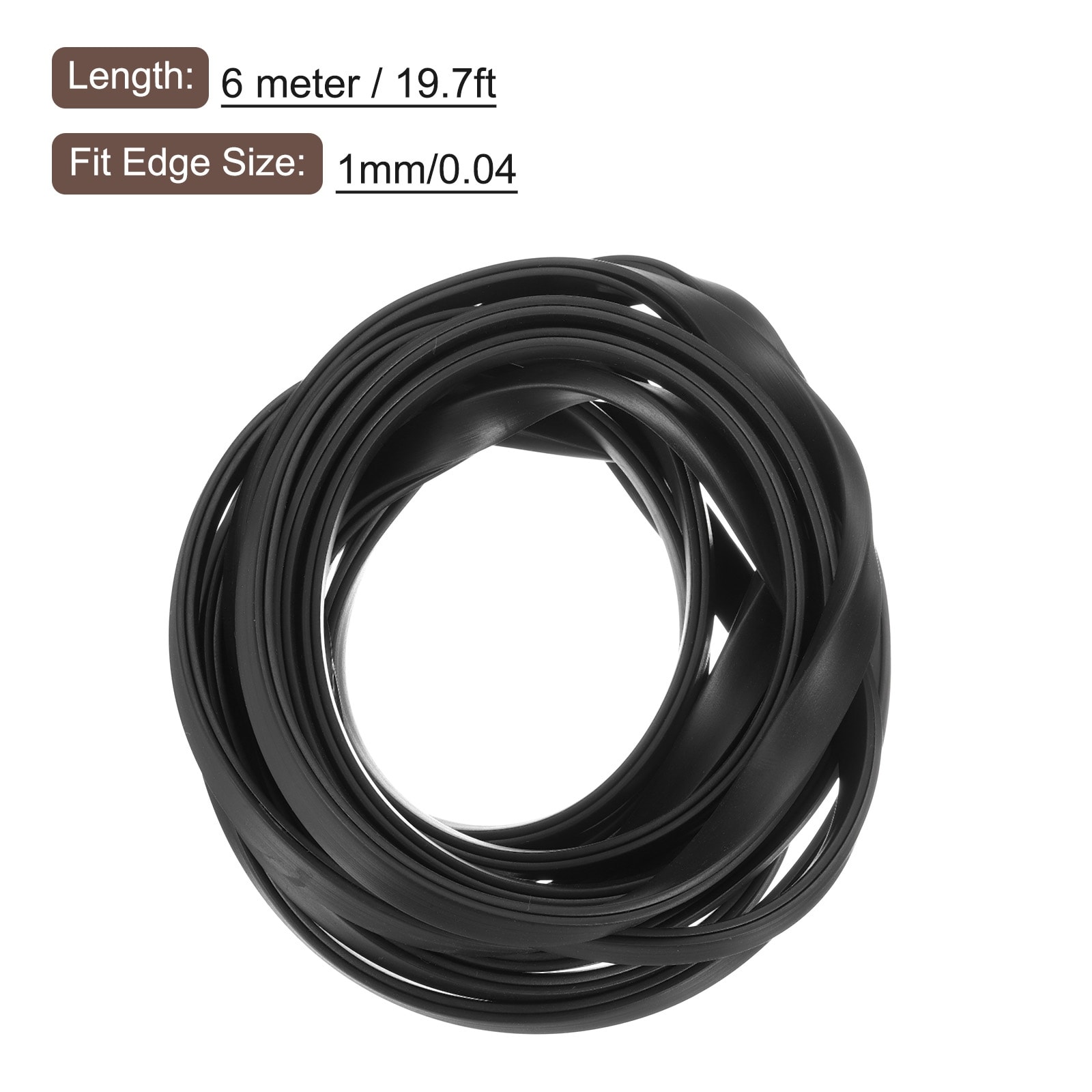 U Channel Edge Trim, Rubber Guard Seal Strip Edge Protector Flat Type - Black