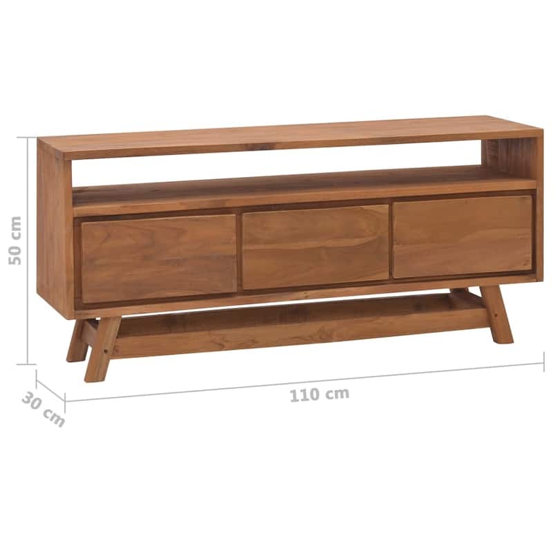 vidaXL TV Cabinet 43.3"x11.8"x19.7" Solid Teak Wood - 43.3" x 11.8" x 19.7" - 43.3" x 11.8" x 19.7"