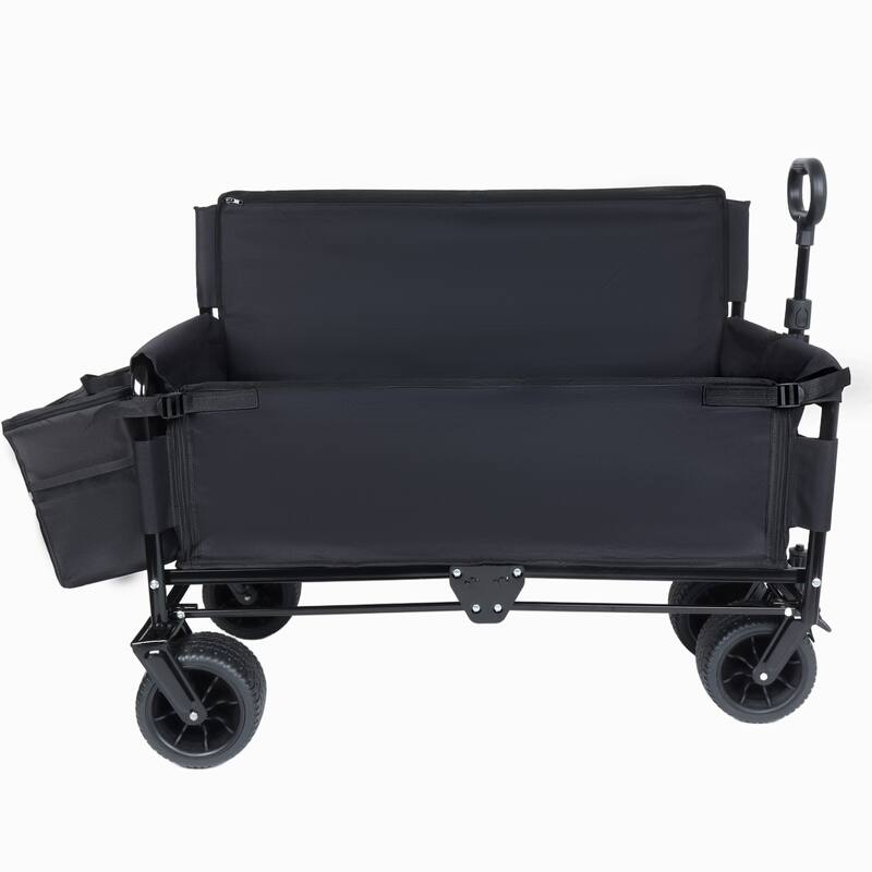 3-in-1 Folding Wagon Cart with Bench Seat, patent protection- Includes 1 ice pack, 500lbs Heavy-Duty Utility Wagon