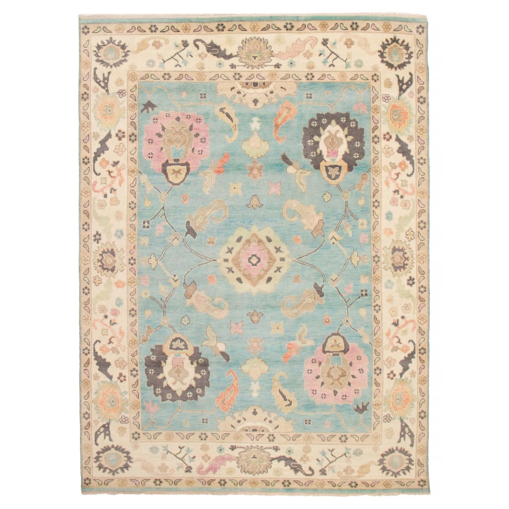 ECARPETGALLERY Hand-knotted Modern Oushak Sky Blue Wool Rug - 8'9 x 12'0