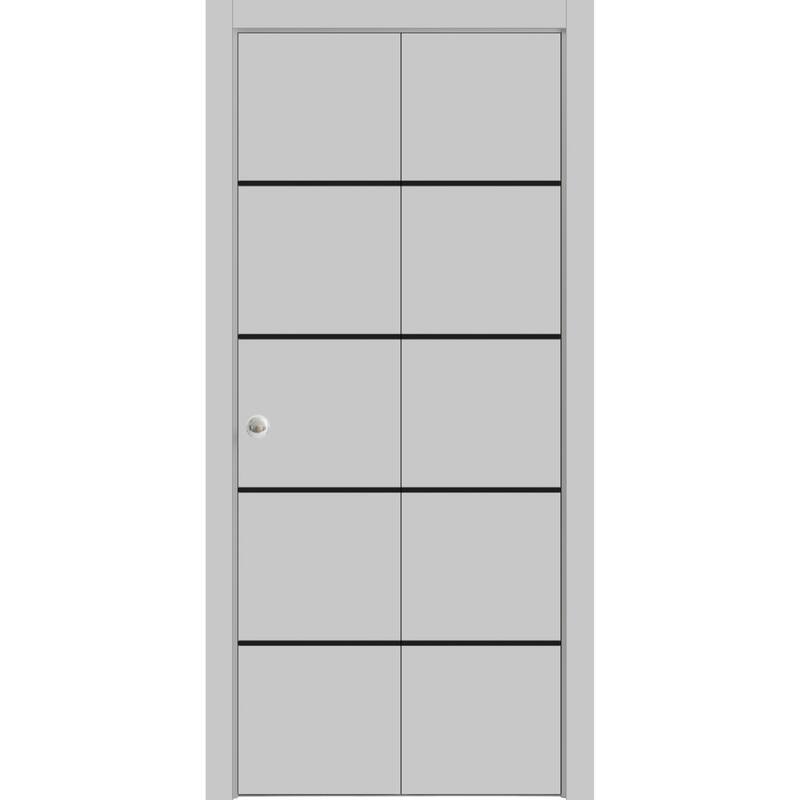 Bi-fold Doors 36 x 80 Planum 0015 Grey Matte with Sturdy Tracks - 84" x 84" ( 2* 42x84)