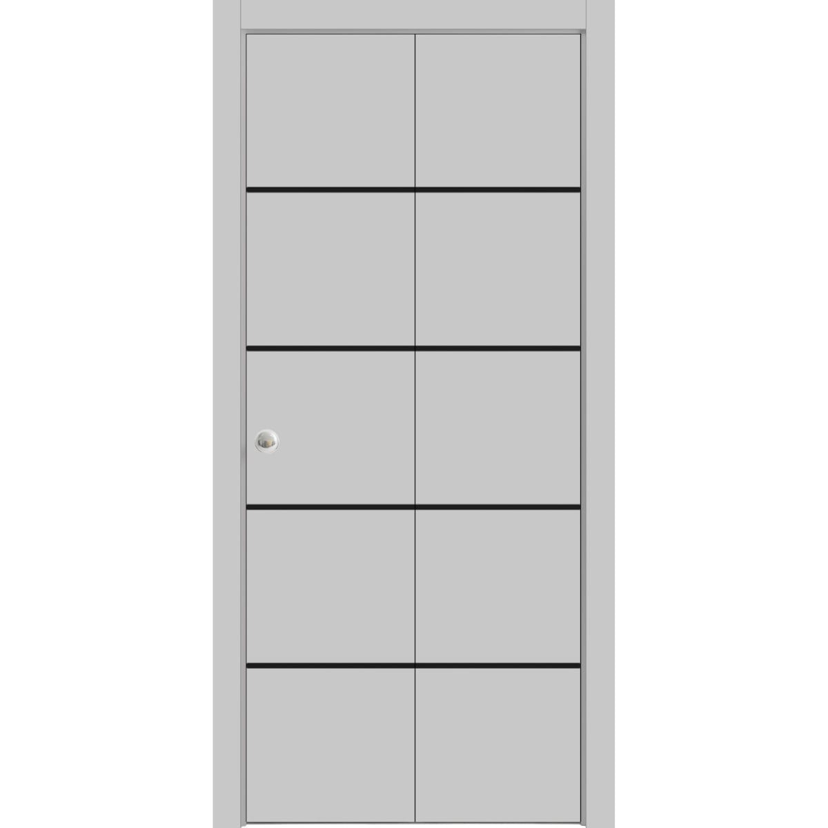 SartoDoors Planum 0015 | Closet Door Bi-fold Door | Solid Wood | Hardware Set | 36x80, Grey Matte Bedroom Door Bathroom Door
