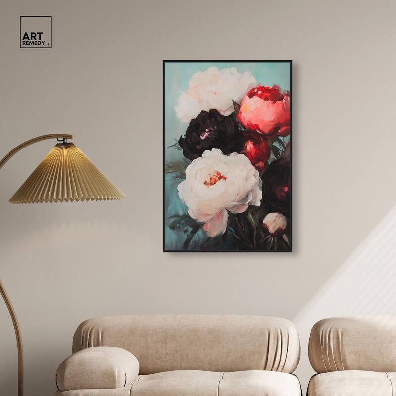Three Shades of Peony II Canvas by Art Remedy