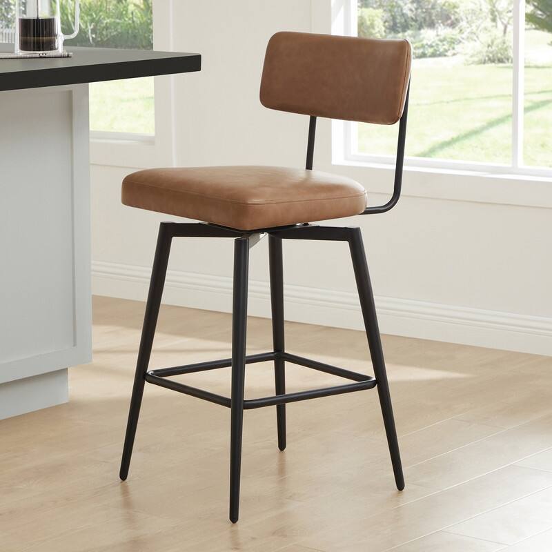 Spruce & Spring Elise Counter Height Swivel Bar Stool Chairs Set with Metal Frame