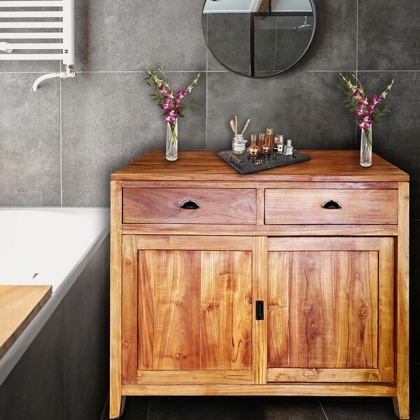 Teak top linen cabinet