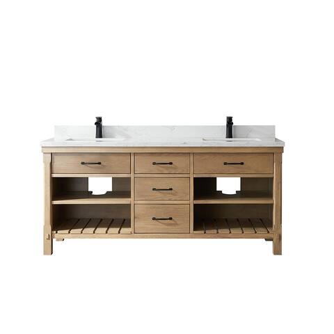 Valencia 72" Vanity in Washed Ash with Countertop Without Mirror