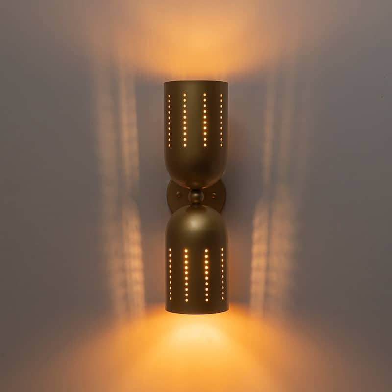 Mid-Century Metal Dual Cone Up and Down Vanity Wall Light