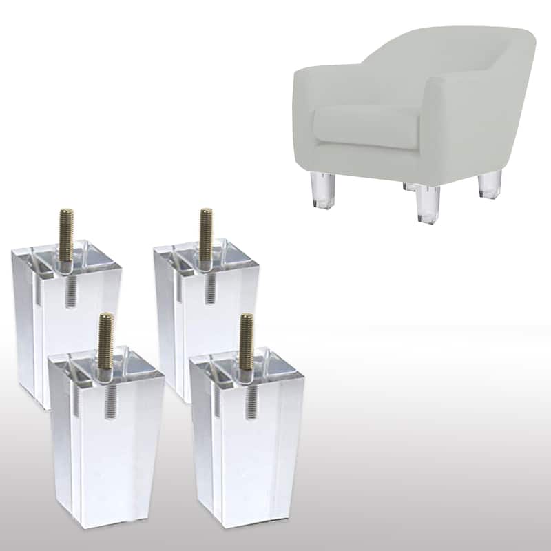 5-Inch Pyramid Acrylic Furniture Legs for Bed, Sofa, Couch, Chair ,Table, (Set of 4)