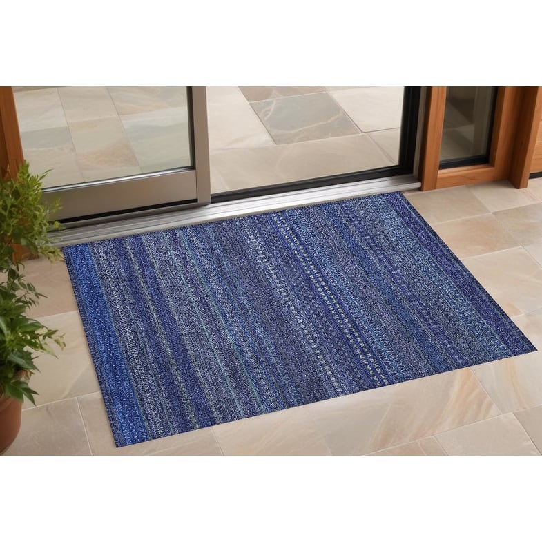 Rana Stripe Weather Resistant Blended Style Runner Outdoor Rug