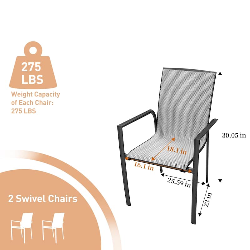 Outdoor Patio Grey Aluminum Dining Chairs (Set of 4 or 2)