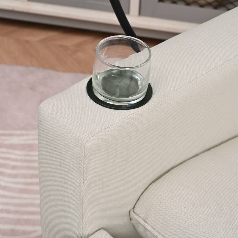 Polyester Recliner Chair with Phone Holder and Cup Holder, 3-Position Recline, 220lb Capacity