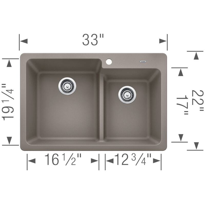 Blanco Grandis 33" Undermount Double Basin Silgranit Kitchen Sink