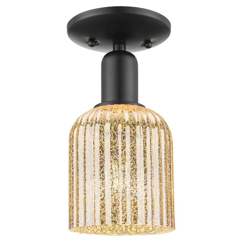 Innovations Lighting Downtown Urban - Bridal Veil - 1 Light 5" Semi-Flush Mount Light - Matte Black/Mercury Shade