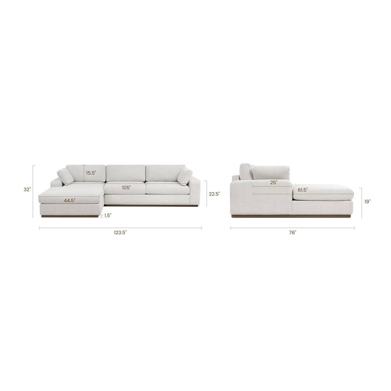 Poly & Bark Malaga Sectional Sofa in Mist Grey