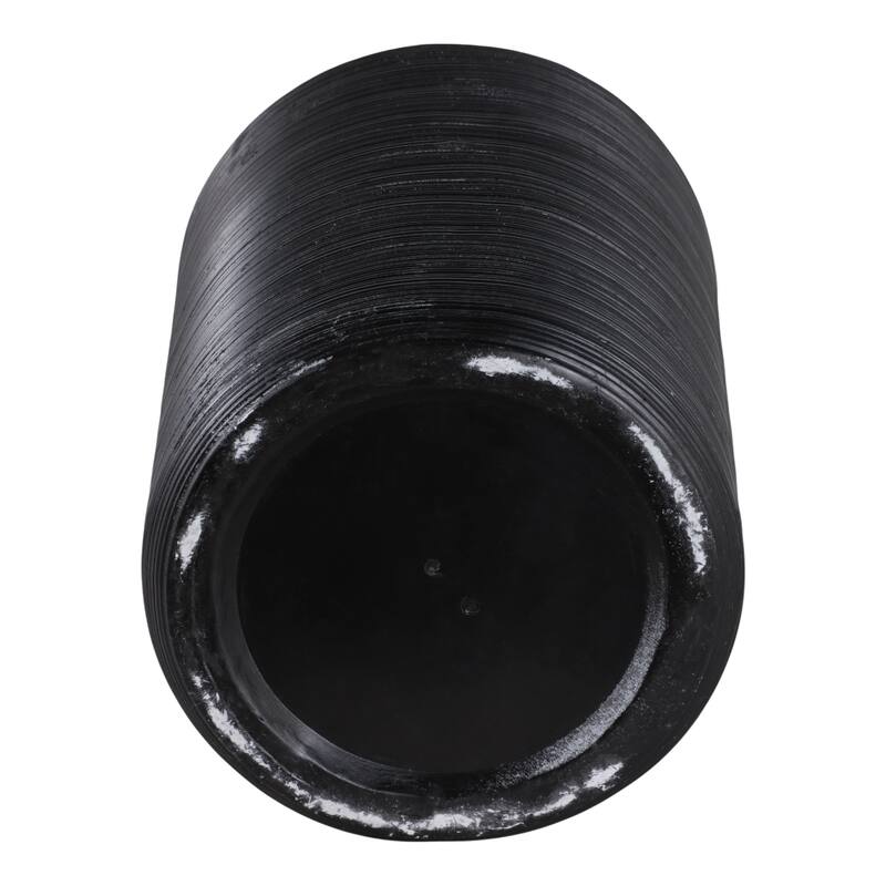 Polyresin Planter Ribbed Texture Home Use (Set of 2) - 21", 19" Black - 21" x 21" x 21"