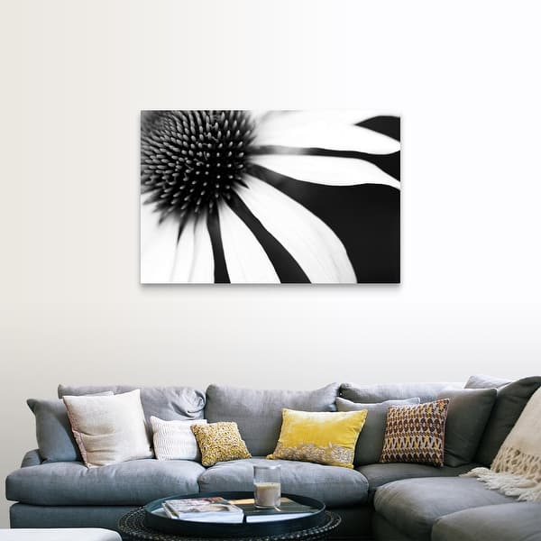 Shop White Petals On A Black Background Radiating From The Centre Of The Flower Canvas Wall Art Overstock 16472058