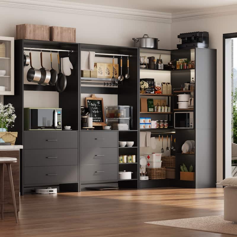Cimly Set of 3 Freestanding Corner Closet System, Space-saving Closet Organizer for Walk-in/ Reach-in Closet