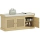 preview thumbnail 1 of 16, HOMCOM Shoe Bench with Woven Rattan Doors, Shoe Storage Bench with Cushion, Adjustable Shelves, Boho Style Entryway Bench Beige