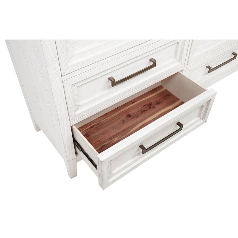 Marielle 6-drawer Dresser with Mirror Distressed White