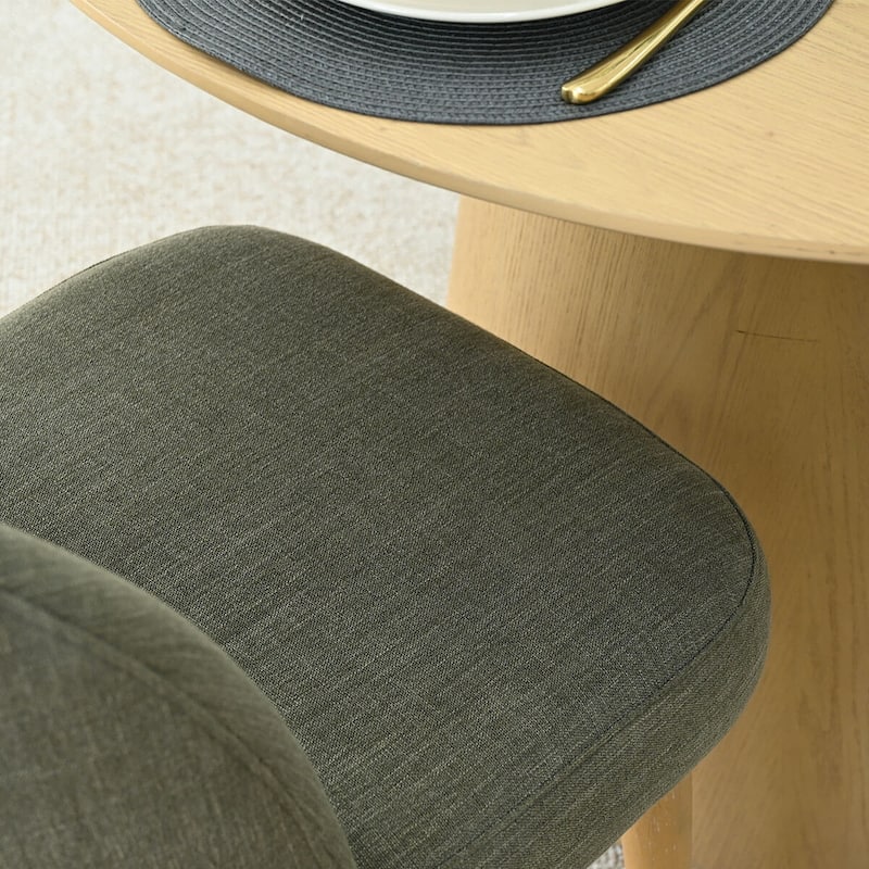 Modern Linen-Blend Parsons Dining Chairs with Solid Wood Legs