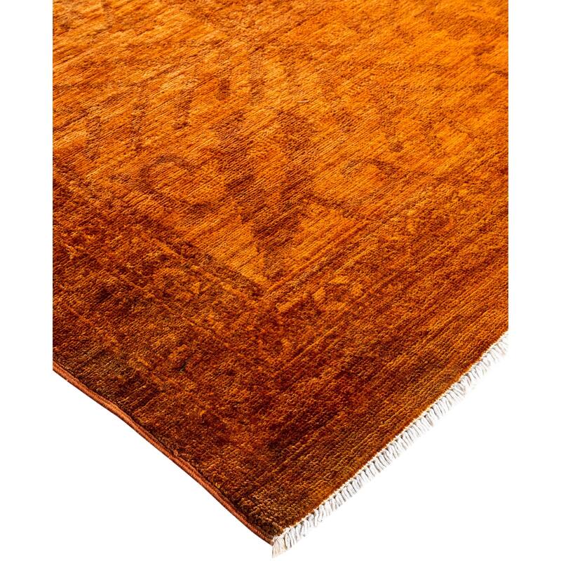 Overdyed One-of-a-Kind Hand-Knotted Area Rug - Orange - 9' 10" x 13' 7"