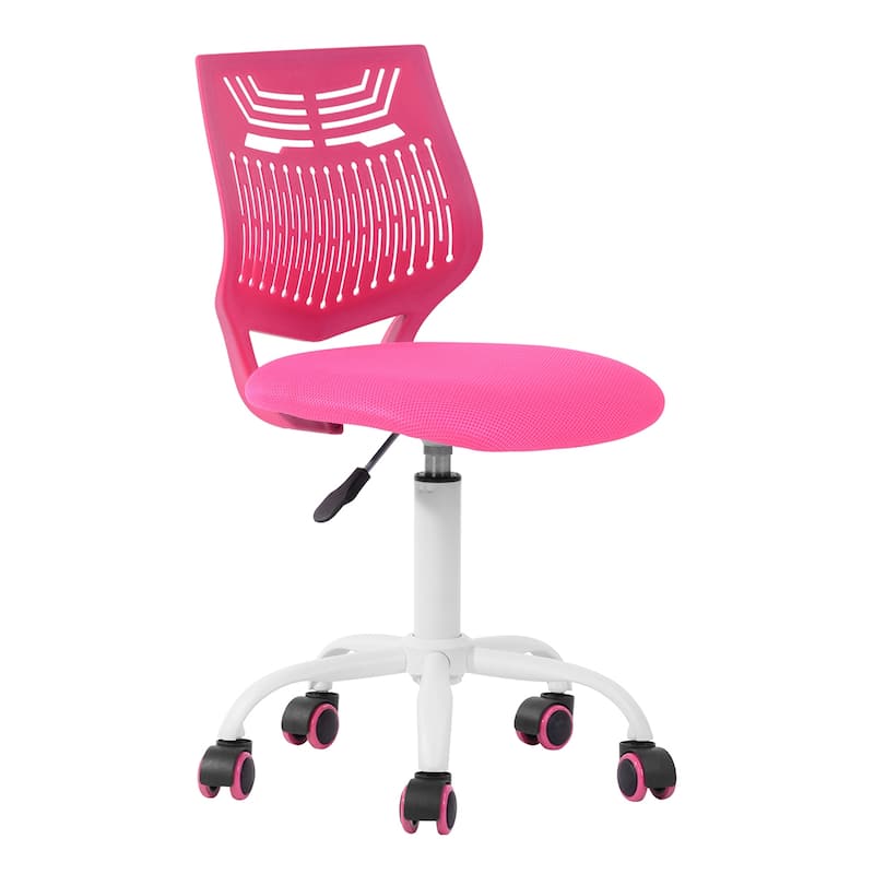 HomyLin Plastic Mesh Adjustable Armless Desk Chair with Rolling Wheels