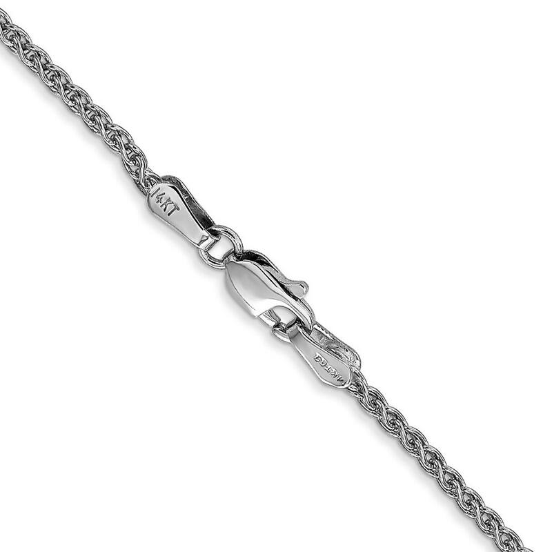 Curata 14k White Gold 9" or 10" 1.65mm Solid Spiga Chain Anklet (Lobster Claw)